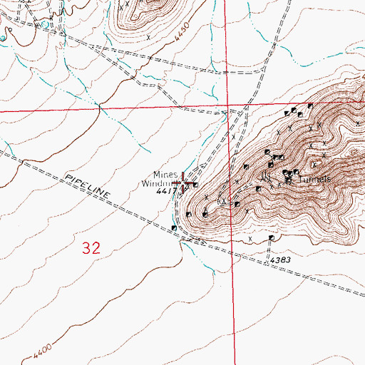 Topographic Map of Mines Windmill, NM