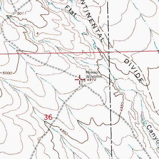 Topographic Map of Mission Windmill, NM