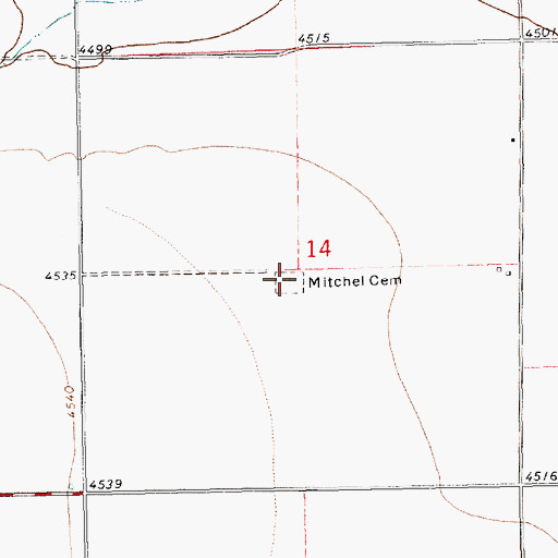 Topographic Map of Mitchell Cemetery, NM