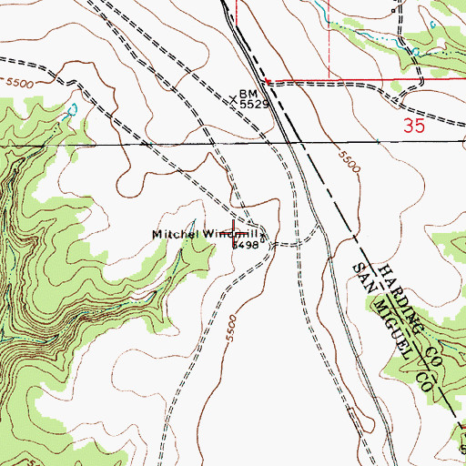 Topographic Map of Mitchel Windmill, NM
