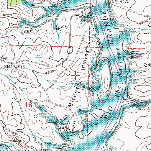 Topographic Map of Mitchell Point, NM