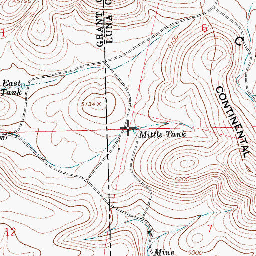 Topographic Map of Mittle Tank, NM