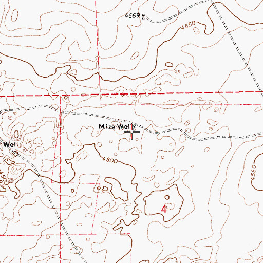 Topographic Map of Mize Well, NM