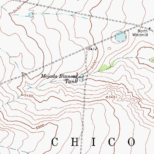 Topographic Map of Mojada Blancas Tank, NM