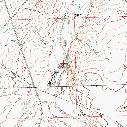 Topographic Map of Moncisco Wash, NM
