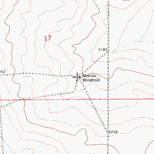 Topographic Map of Monias Windmill, NM