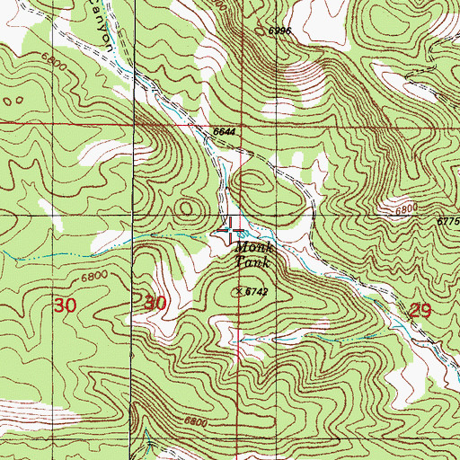 Topographic Map of Monk Tank, NM