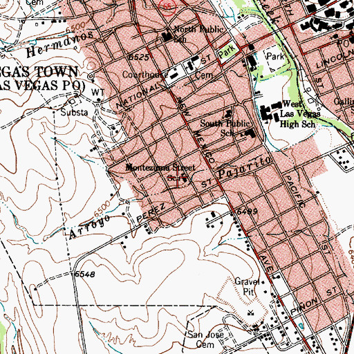 Topographic Map of Montezuma Street School, NM