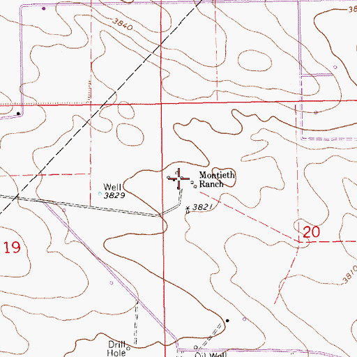 Topographic Map of Montieth Ranch, NM