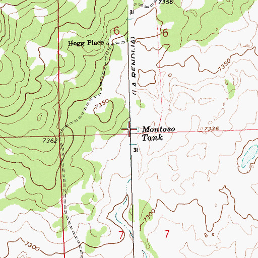 Topographic Map of Montoso Tank, NM