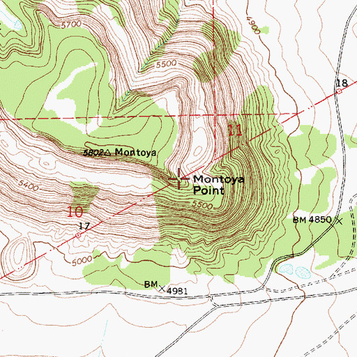 Topographic Map of Montoya Point, NM