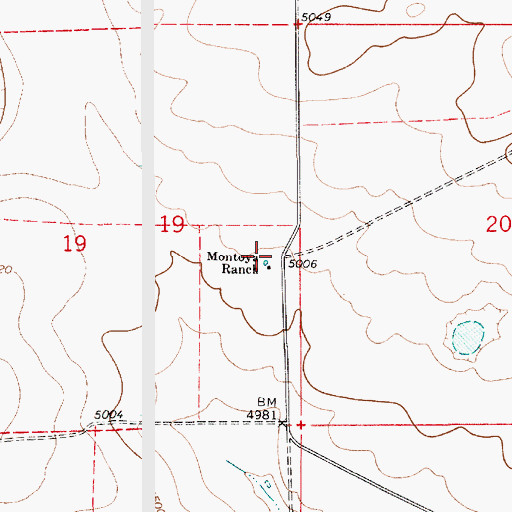 Topographic Map of Montoya Ranch, NM