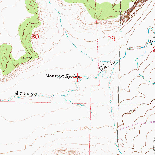Topographic Map of Montoya Spring, NM