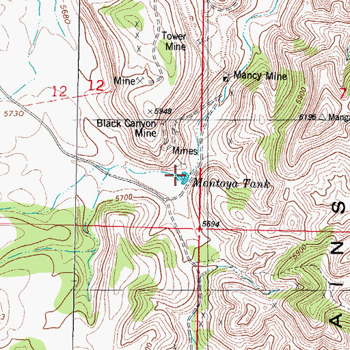Topographic Map of Montoya Tank, NM