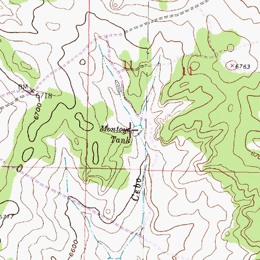 Topographic Map of Montoya Tank, NM