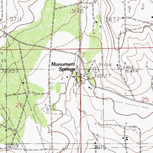 Topographic Map of Monument Springs, NM