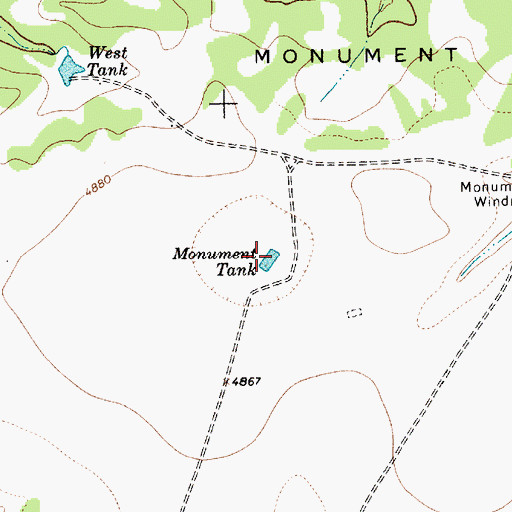 Topographic Map of Monument Tank, NM