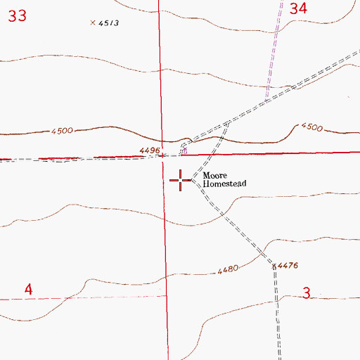 Topographic Map of Moore Homestead, NM