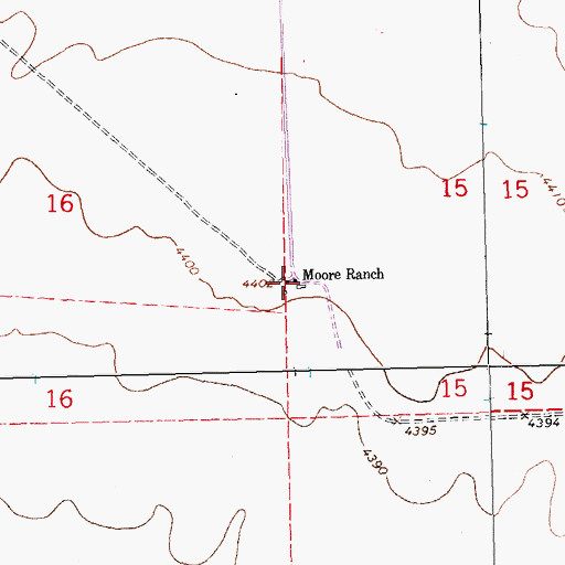 Topographic Map of Moore Ranch, NM