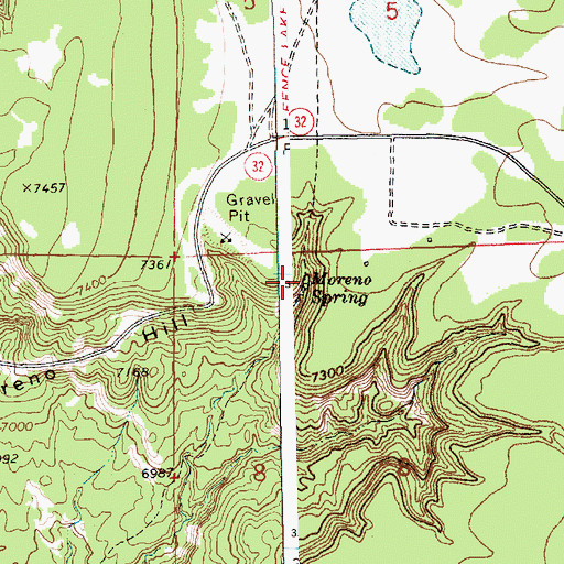 Topographic Map of Moreno Spring, NM