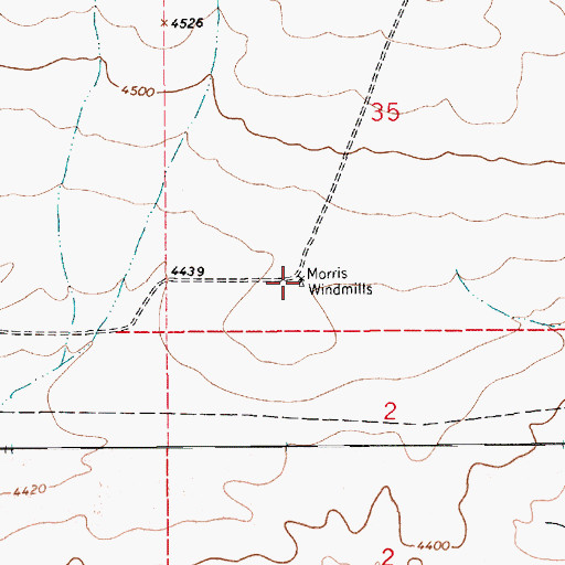 Topographic Map of Morris Windmills, NM
