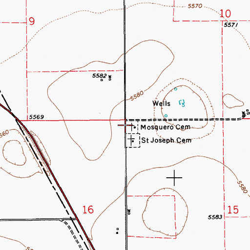 Topographic Map of Mosquero Cemetery, NM