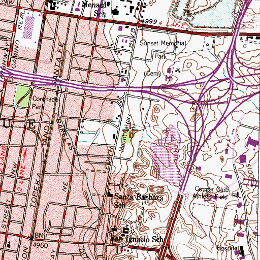 Topographic Map of Mount Calvary Cemetery, NM