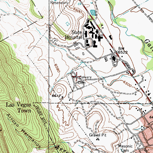 Topographic Map of Mount Calvary Cemetery, NM