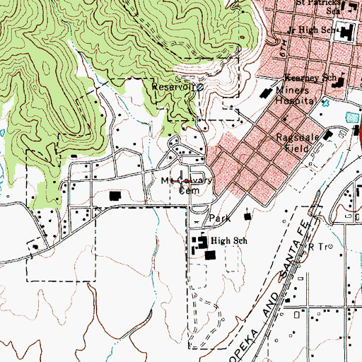 Topographic Map of Mount Calvary Catholic Cemetery, NM