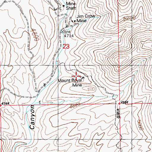 Topographic Map of Mount Royal Mine, NM