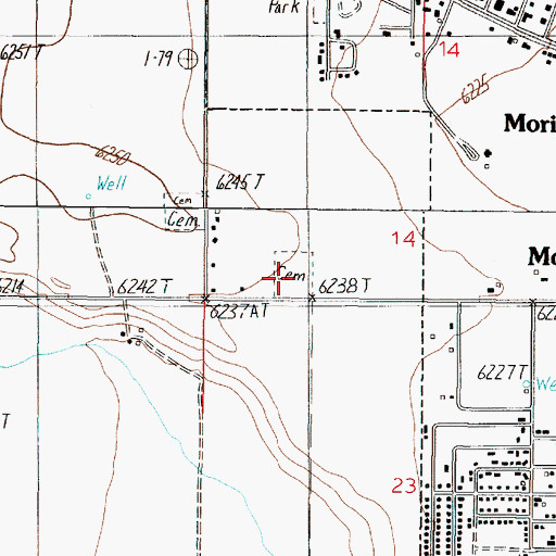 Topographic Map of Mountain View Cemetery, NM
