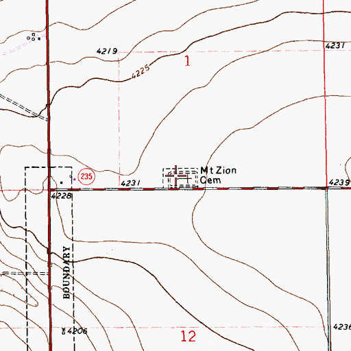 Topographic Map of Mount Zion Cemetery, NM