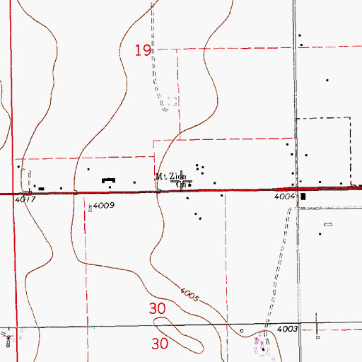 Topographic Map of Mount Zion Church, NM