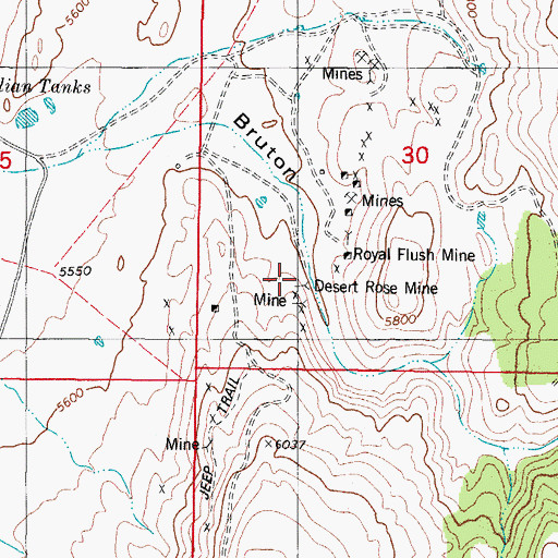 Topographic Map of Mountain Canyon Mine, NM