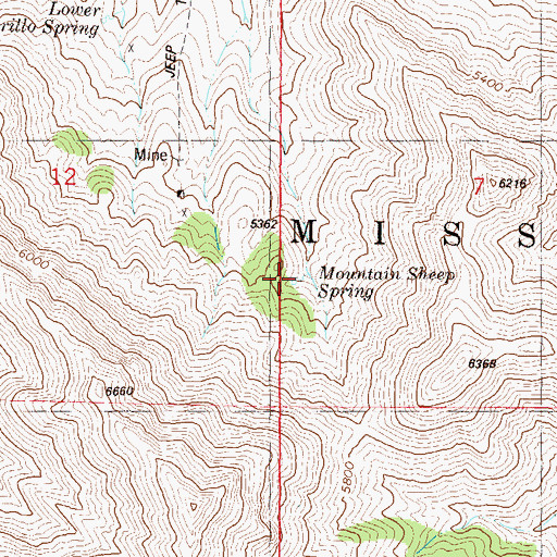 Topographic Map of Mountain Sheep Spring, NM