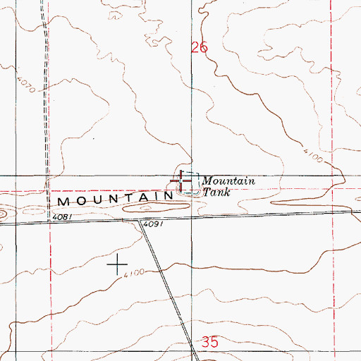 Topographic Map of Mountain Tank, NM