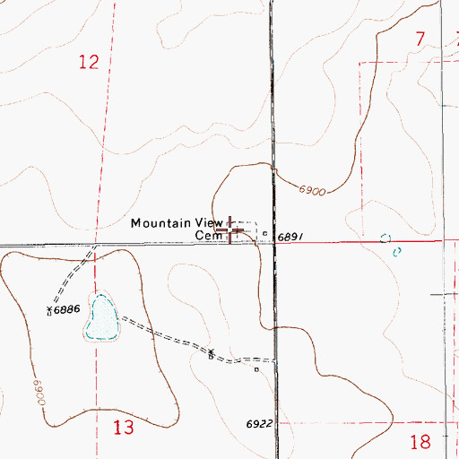 Topographic Map of Mountain View Cemetery, NM