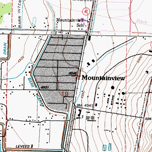 Topographic Map of Mountainview, NM