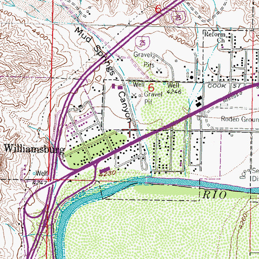 Topographic Map of Mud Springs Canyon, NM