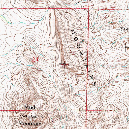 Topographic Map of Mud Springs Mountains, NM