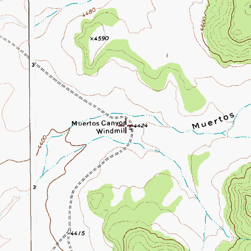 Topographic Map of Muertos Canyon Windmill, NM