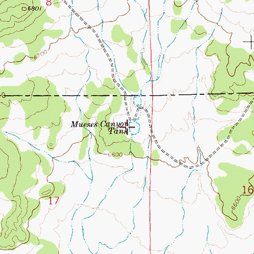 Topographic Map of Mueses Canyon Tank, NM
