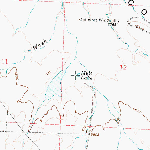 Topographic Map of Mule Lake, NM