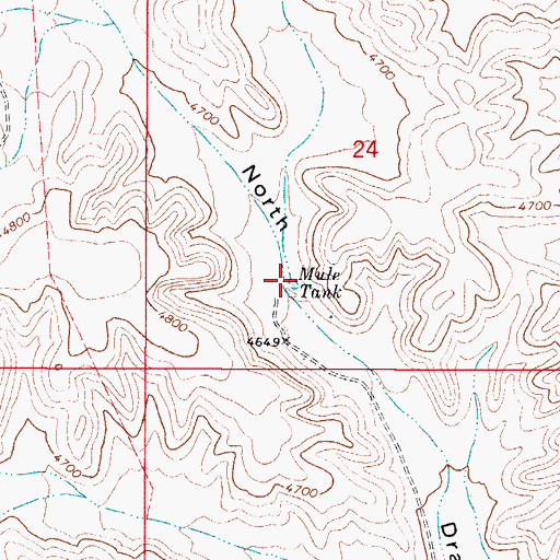 Topographic Map of Mule Tank, NM