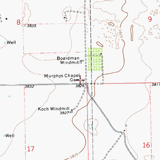 Topographic Map of Murphys Chapel Cemetery, NM