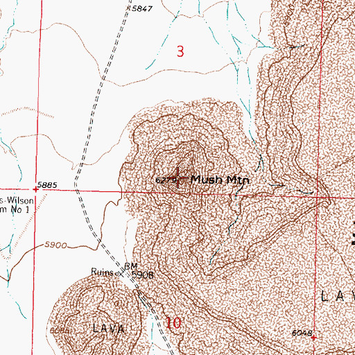 Topographic Map of Mush Mountain, NM