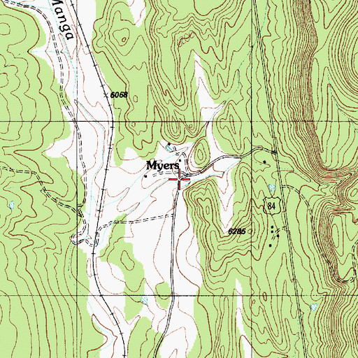 Topographic Map of Myers, NM