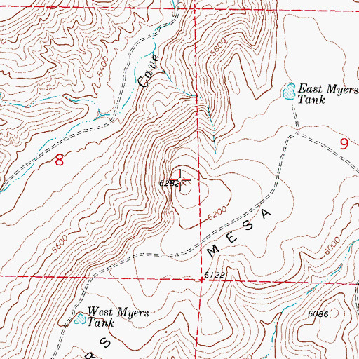 Topographic Map of Myers Mesa, NM