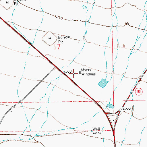 Topographic Map of Myers Windmill, NM