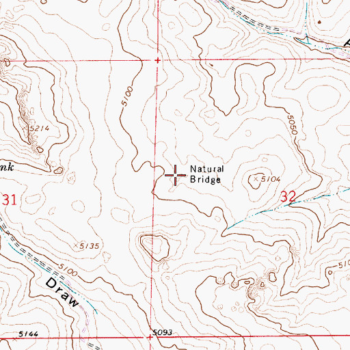 Topographic Map of Natural Bridge, NM